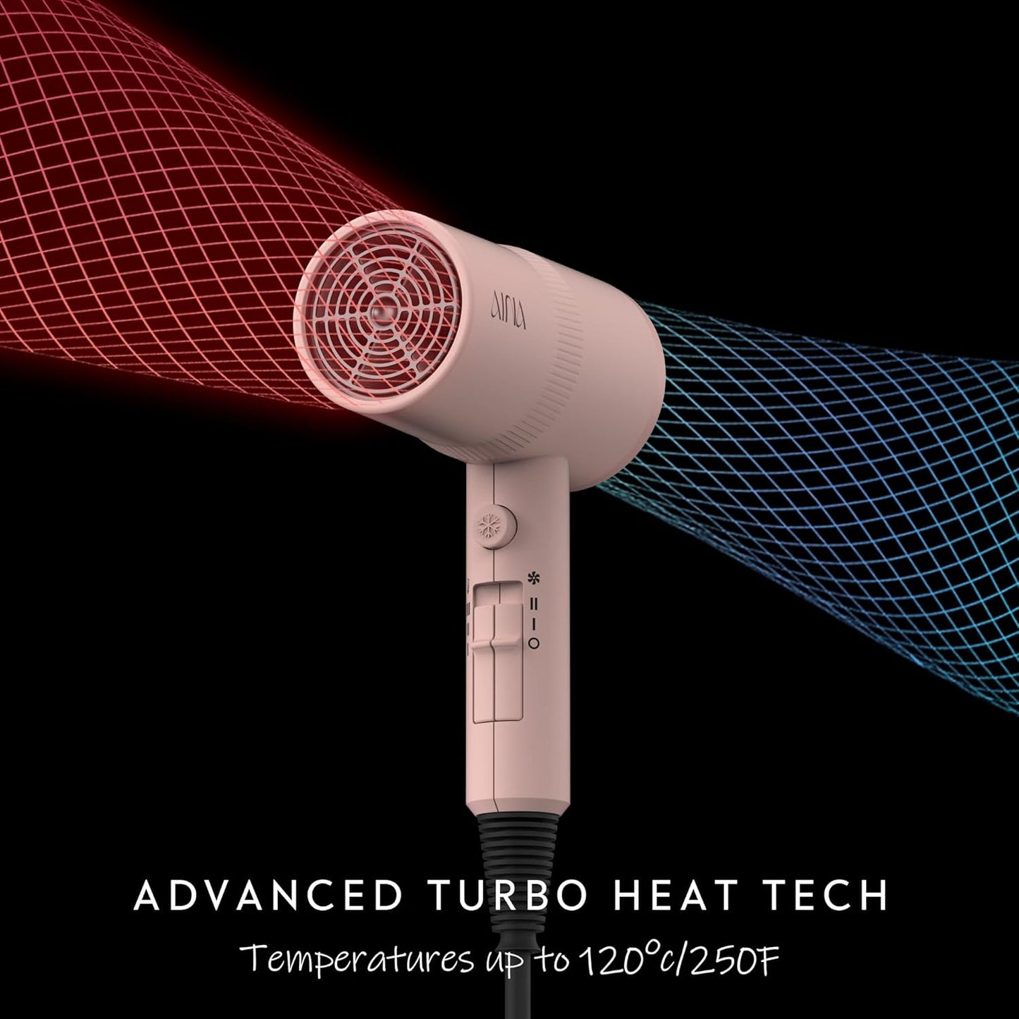 AINA Hair Dryer with Diffuser - Advanced Ionic Technology & Ceramic Coating | Fast Drying & Shine in Babe Pink 110V