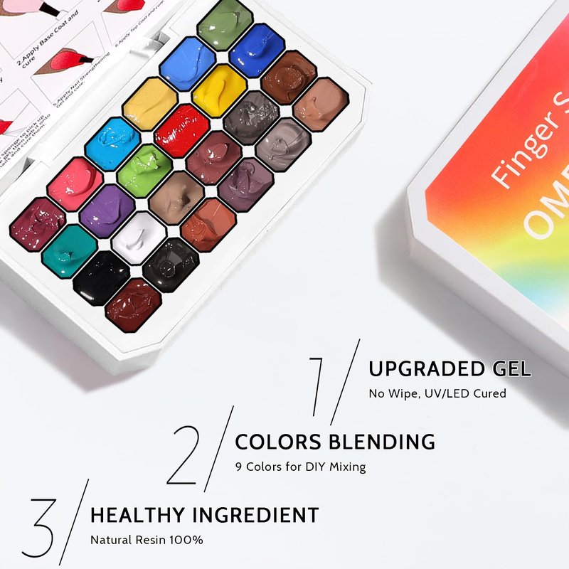 24 Colors Nail Gel Polish Set - Sponge Pat Paint for Floral Art & Ombre Designs | UV/LED Curing, No Wipe