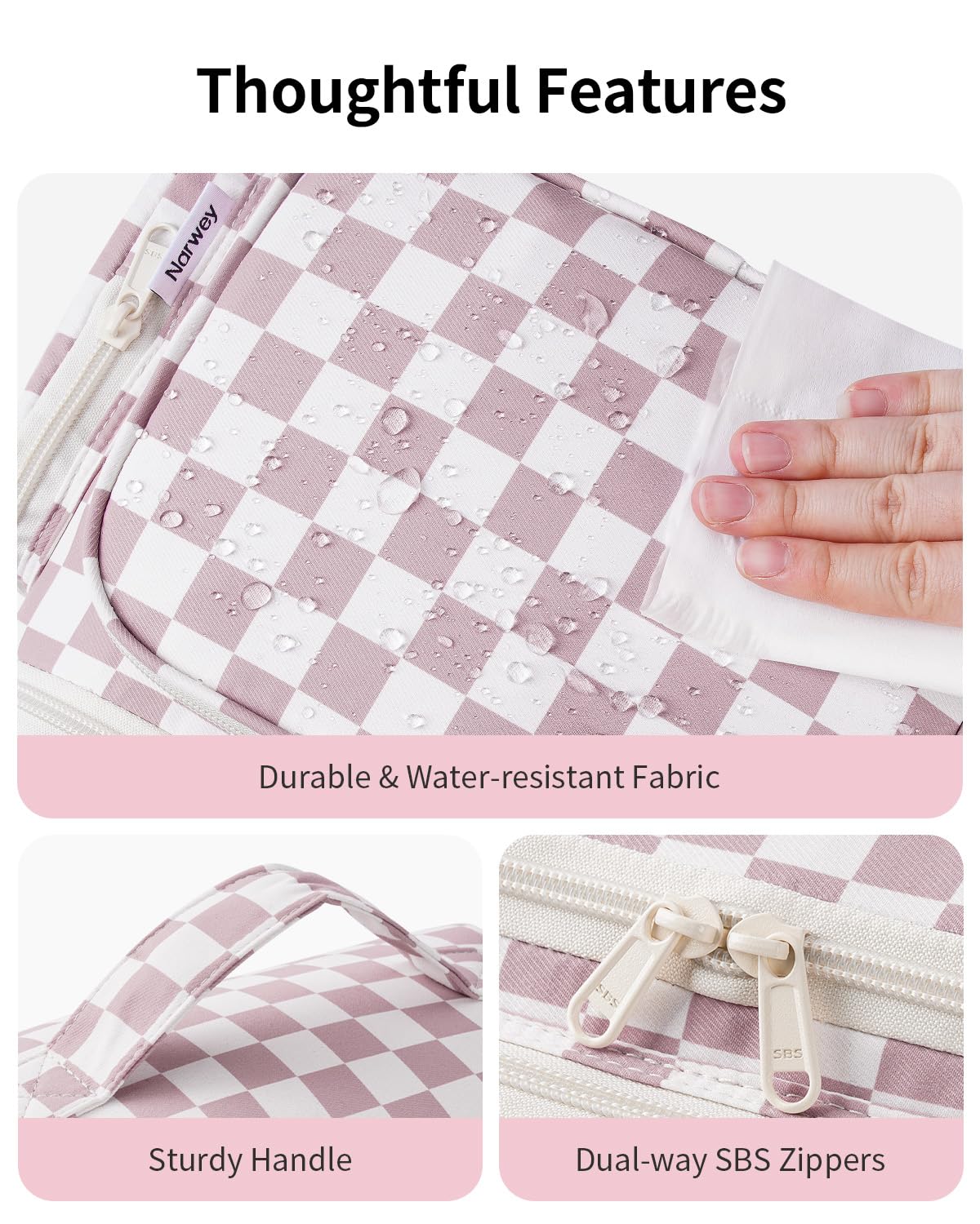 Narwey Hanging Travel Toiletry Bag for Women, Large Makeup Bag, Wide Open Cosmetic Bag, Multiple Organized Pocket, Wet Pocket for Towel, Portable Bathroom Travel Bag for Toiletries, Essentials