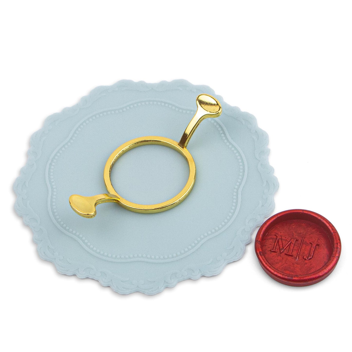 Metal Wax Seal Mold, Round Wax Seal Stamp Mold with Silicone Waxing Mat for DIY Craft, Envelopes, Gifts and Wine Packaging