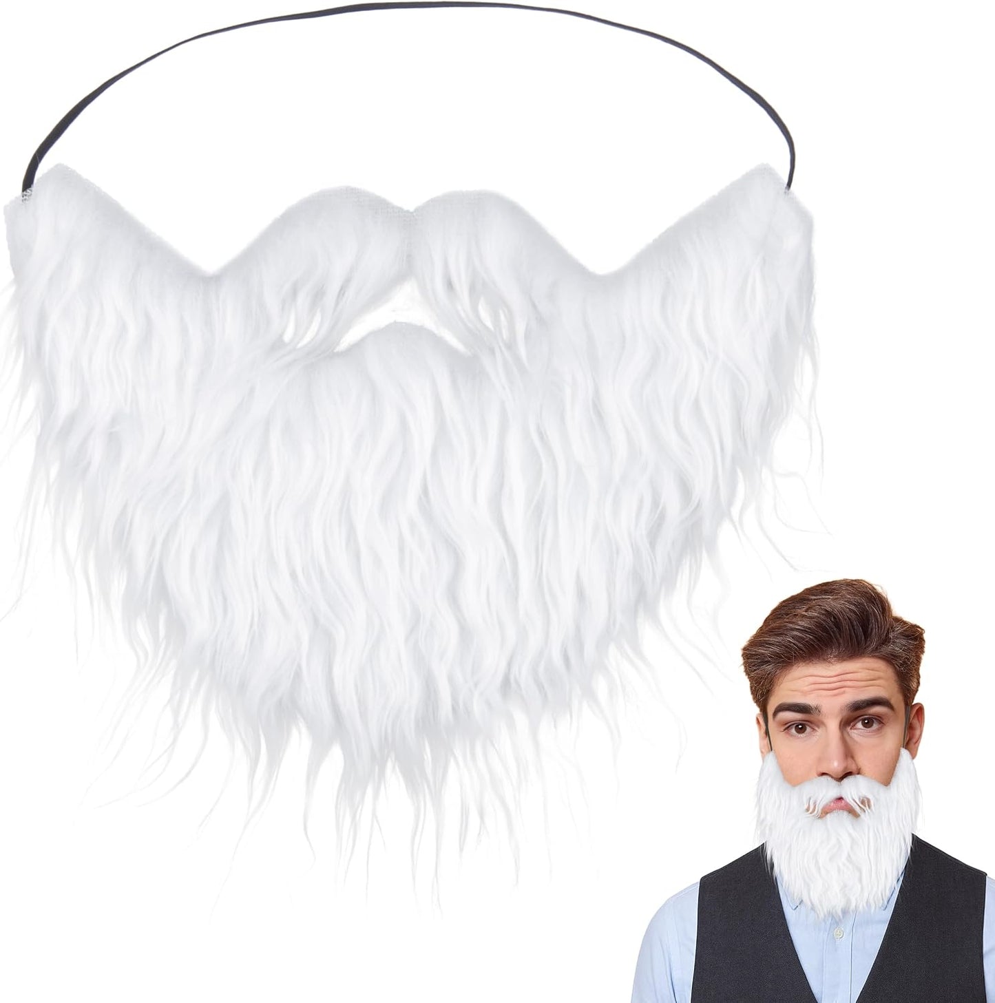 Fake Beard and Mustache for Men - Elastic Band Cosplay Facial Hair | Halloween Costume Accessory