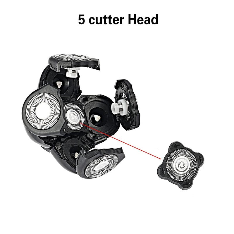 5 Blades Shaver Replacement Heads for Bald Men Easy to Clean Electric Shaver with Blade Cover