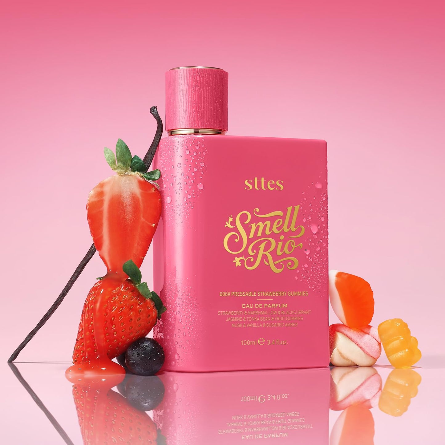 Sttes Smell Rio Perfume 606# (Pressable Strawberry Gummies) Hair Perfume for Women – Long-Lasting Strawberry, Candy, Vanilla & Marshmallow Gourmand Fragrance Eau de Parfum 100ml (3.4 fl oz)