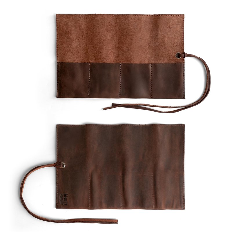 Hide & Drink, Leather Watch Roll Organizer Handmade from Full Grain Leather, Holds Up to 4 Watches, Easy Carry On Watchlover Storage (Bourbon Brown)