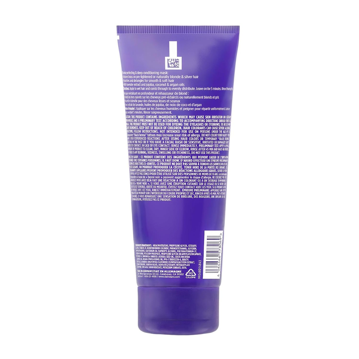 Clairol Professional Shimmer Lights Violet Toning Mask - Neutralize Brassy Tones for Refreshing Blonde Hair Results
