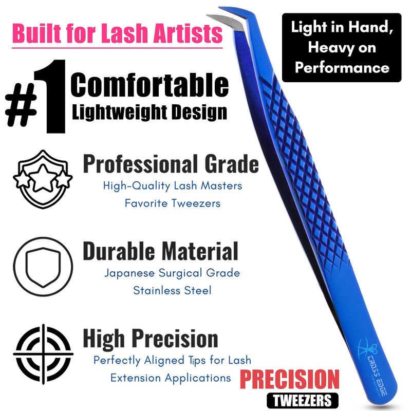 My Lash Tools Fiber Tip Lash Tweezers for Eyelash Extensions Professional Lash Tech Supplies Must Haves Volume Boot Eyelash Tweezers 12cm Stainless Steel Fan Making Lashing Tweezer (Pink Gold Tip)