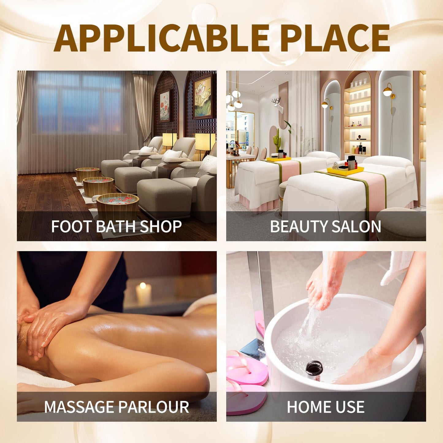 nbc BeautiLab Pedicure Kit Foot Soak Set: Bubble Salt, Sugar Scrub, Massage Mask, Massage Lotion in a Box, 4 Step Foot Spa Kit for Dry Feet,Tired Feet（3 Set Golden petals)