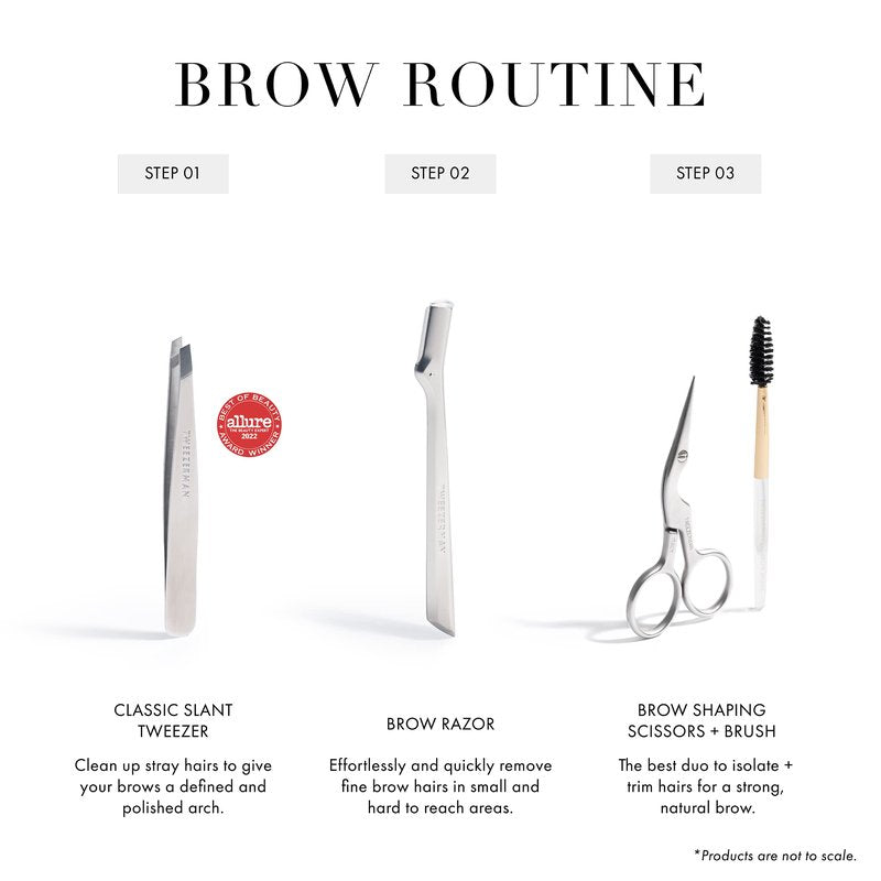Tweezerman Stainless Steel Eyebrow Shaping Scissors & Brush - Eyebrow Trimming Set for Women and Men