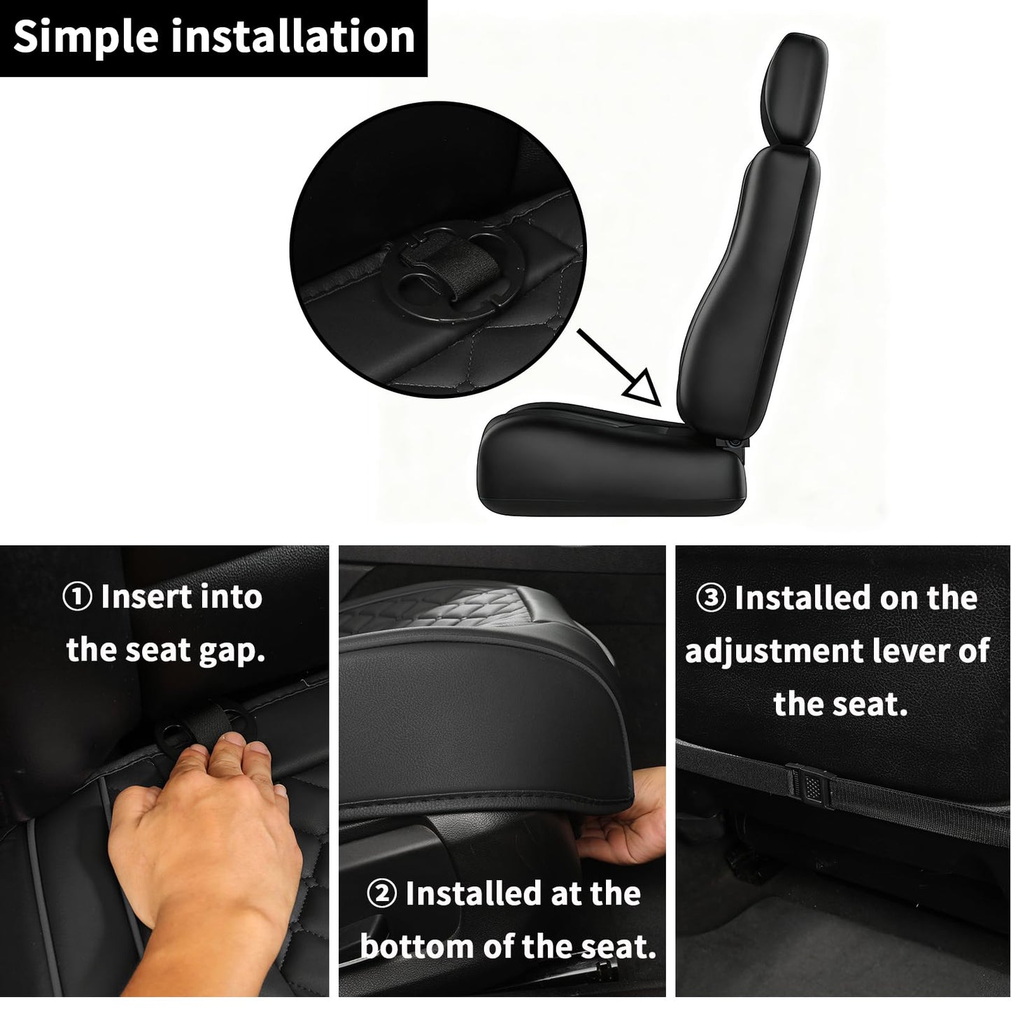 ZMOIVOK 2pcs Car Seat Covers for Upgrade Leather,Car Seat Protector Water Proof Material,No Slip Soft,Side Wrapping,Bottom Seat Covers Universal for Most Automotive,Vans,Trucks,Suvs (Black)