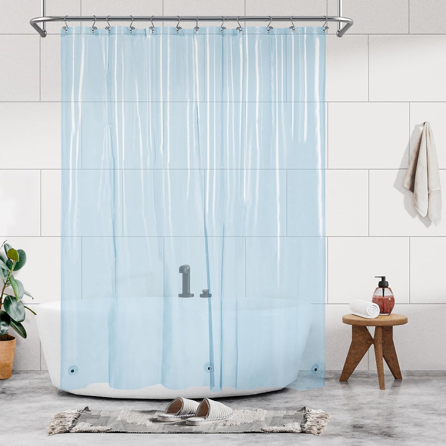 Clear Plastic Shower Liner - Premium Waterproof PEVA Curtain with Rustproof Grommets & 3 Magnets | Standard Size