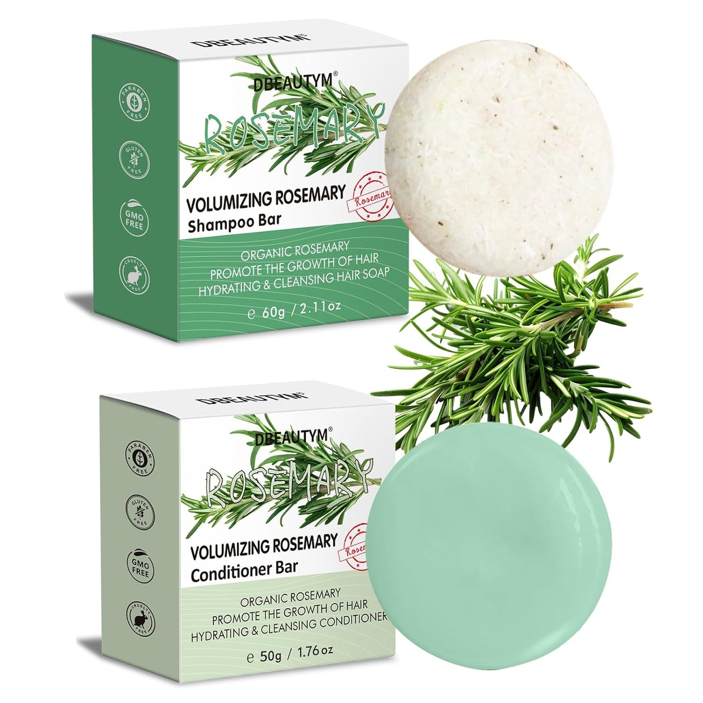 Rosemary Shampoo Bar - Organic Hair Growth & Scalp Cleansing | 2 Pack, Refreshing Solid Soap for Women’s Gifts