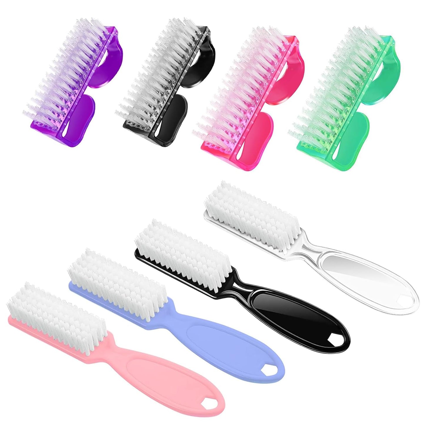 Nail Brush Set - 8 PCS Manicure & Pedicure Cleaning Tools | Ergonomic Handle & Scrubber Brushes