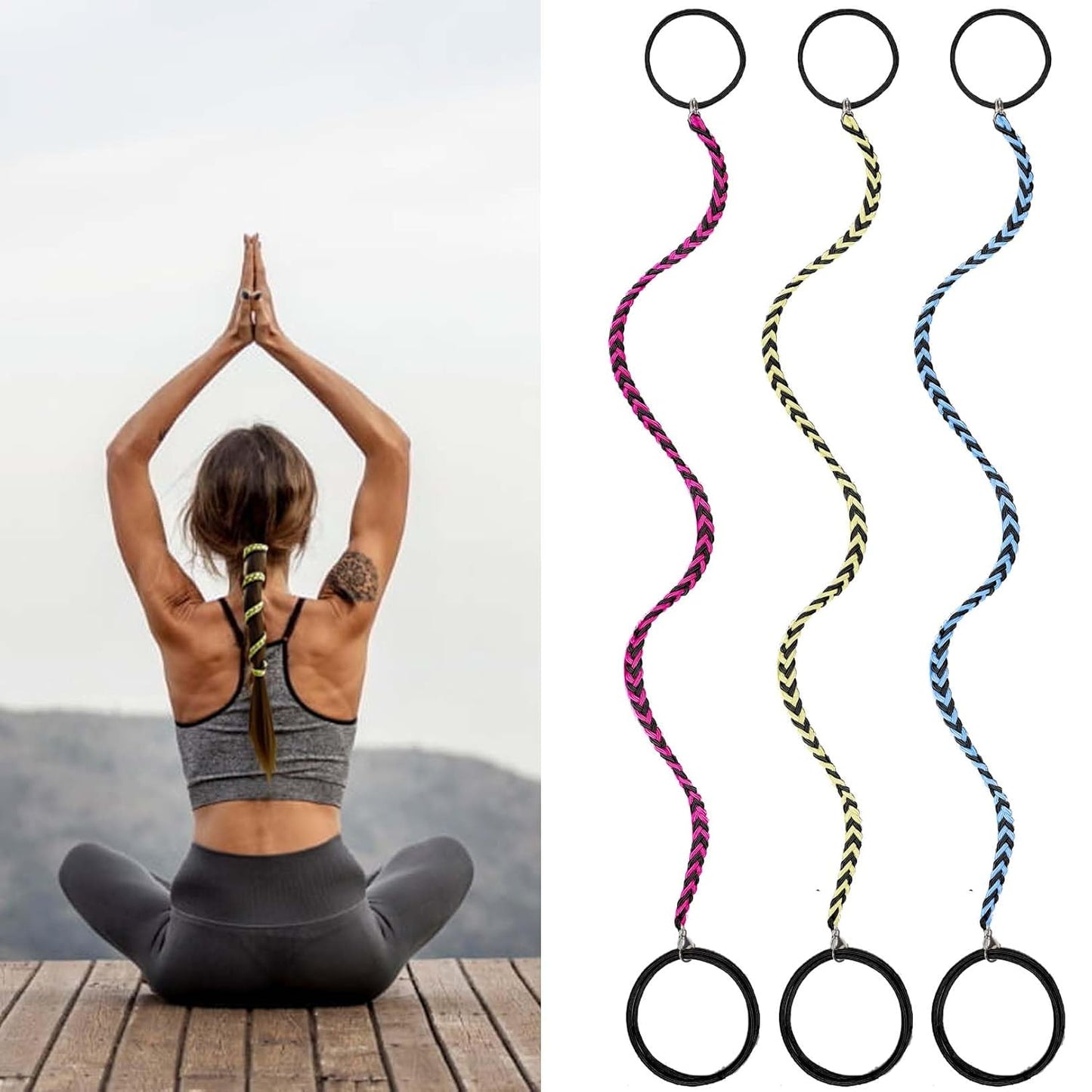 Colorful Spiral Hair Ties - No Damage Elastic Ponytail Holders for Short Fine Hair | 3 Packs