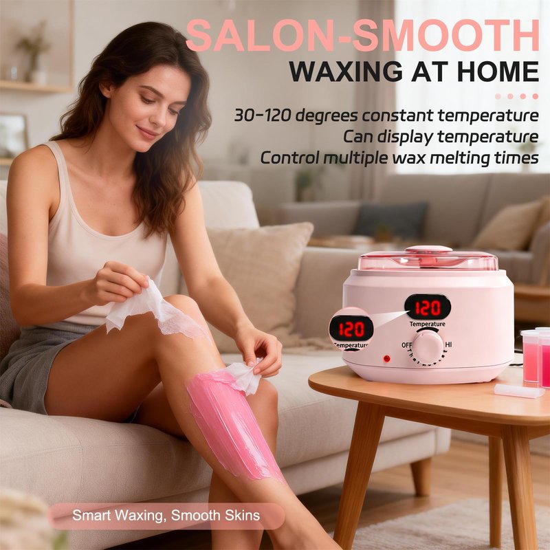 Waxing Kit, 500ml Digital Wax Warmer with 10-Minute Quick-Heat, Precision Temperature Control, Hair Removal Kit Includes 30 Waxing Sticks & 1 Silicone Bowl, for Home & Salon Use, Whole Body