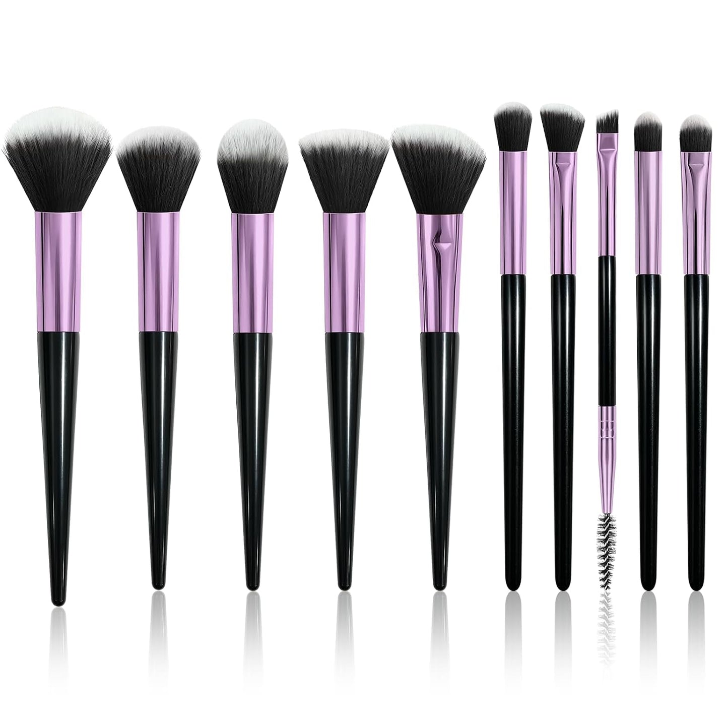 Premium 10-Piece Makeup Brush Set - Soft Synthetic Brushes for Blush, Eyeliner, Eyeshadow, Foundation | Travel-Friendly Pink Design