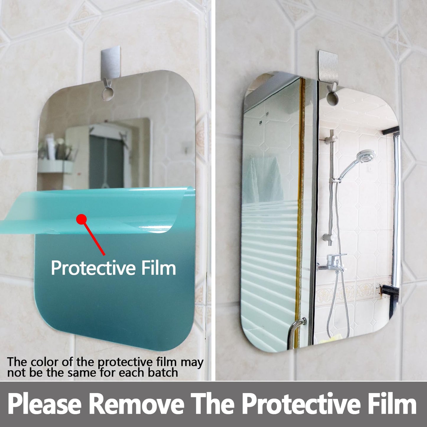 2 Pack Shower Mirror Fogless for Shaving, Larger 10.7x8 inch Plexiglass Hand Mirror for Shower, Plastic Small Wall Mirrors for Travel, Unbreakable Little Mirrors, Camping Mirro, Hanging, Espejos