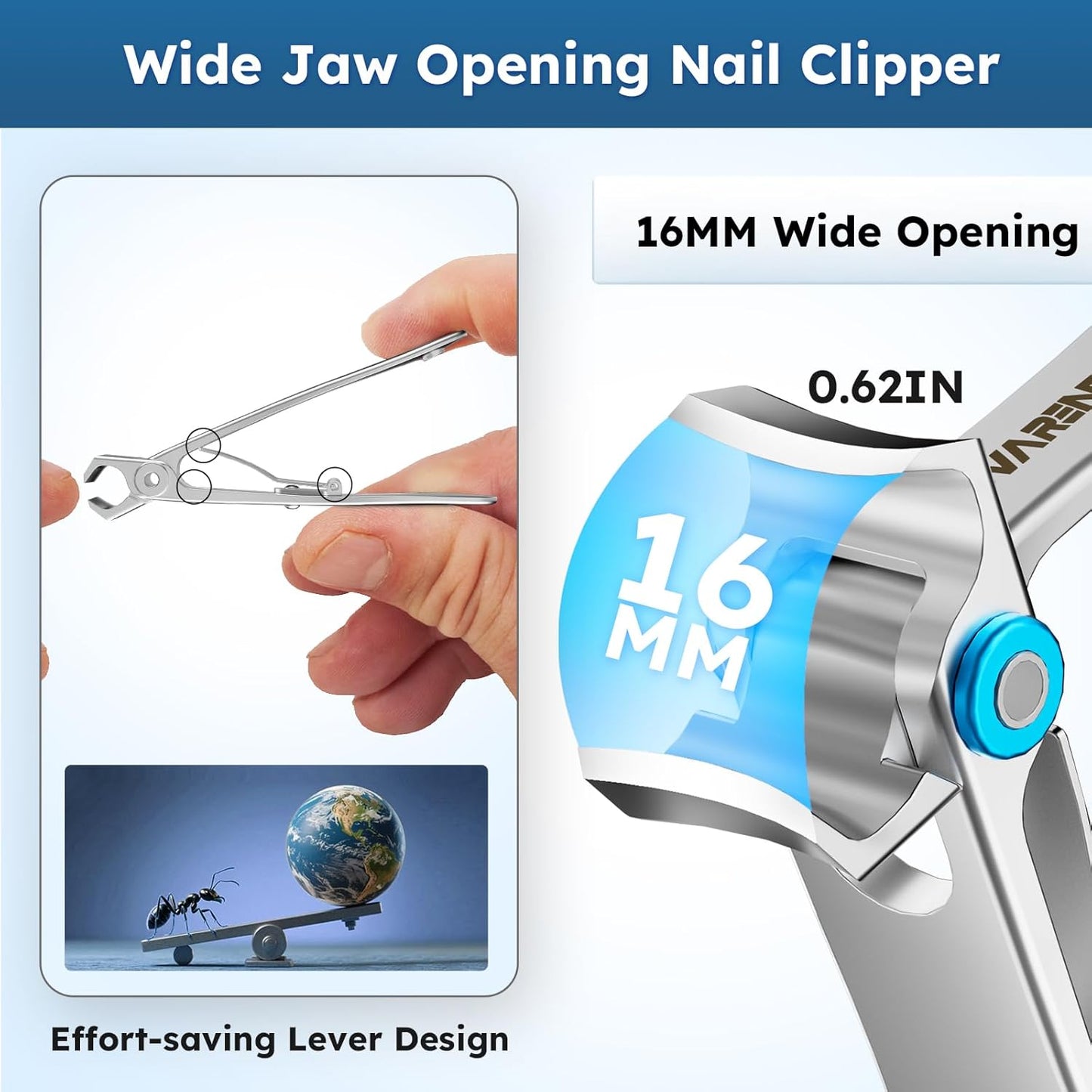 Heavy Duty Nail Clippers for Seniors - Long Handle Ingrown Toenail & Fingernail Clippers | 5-Piece Set for Thick Nails