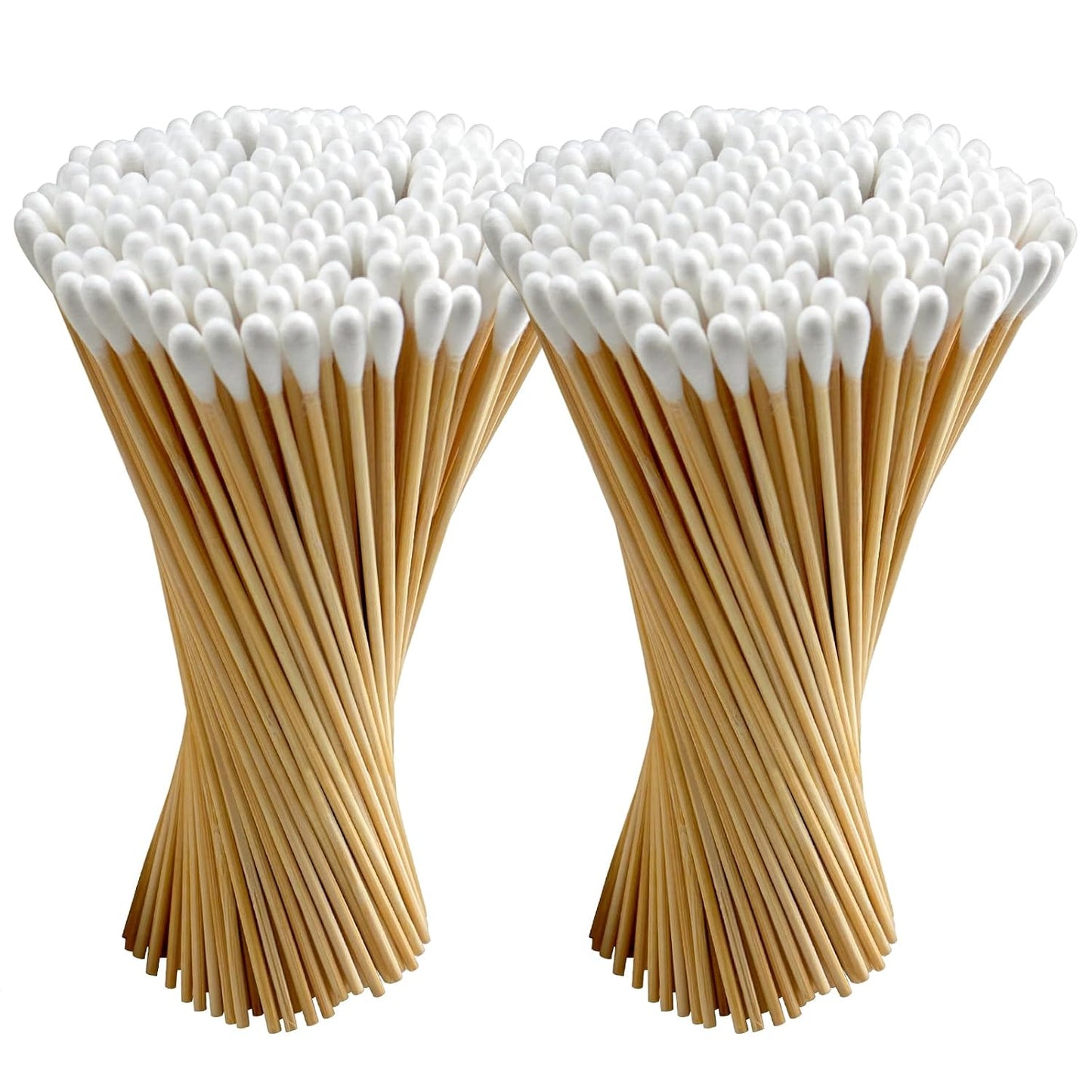 500PCS Cotton Swabs - Long Wooden Sticks, Lint-Free & Highly Absorbent Applicators for Makeup, Pet Care | Ideal for Home Cleaning