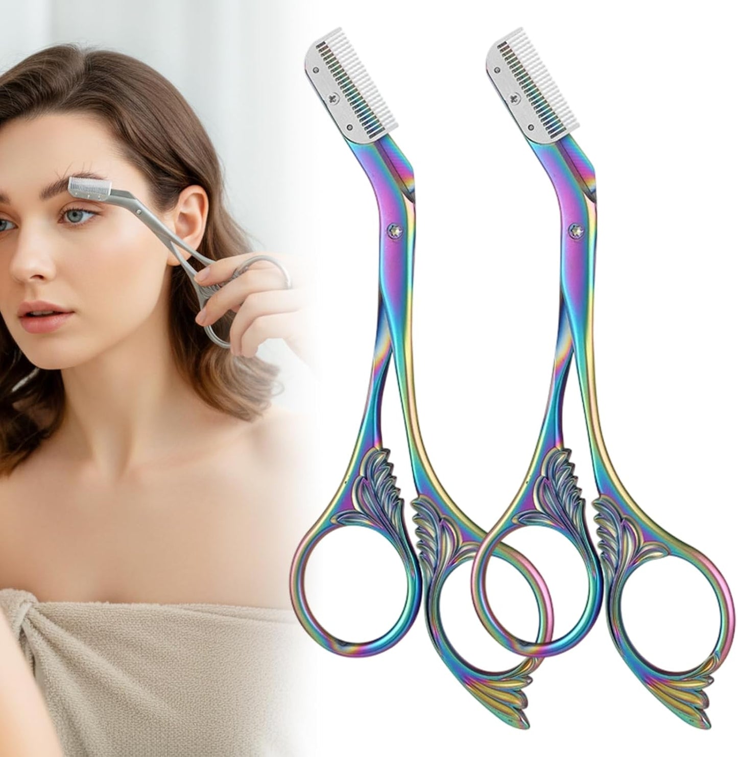 Eyebrow Trimmer Scissors - Stainless Steel Precision Cutter for Hair Removal | Grey