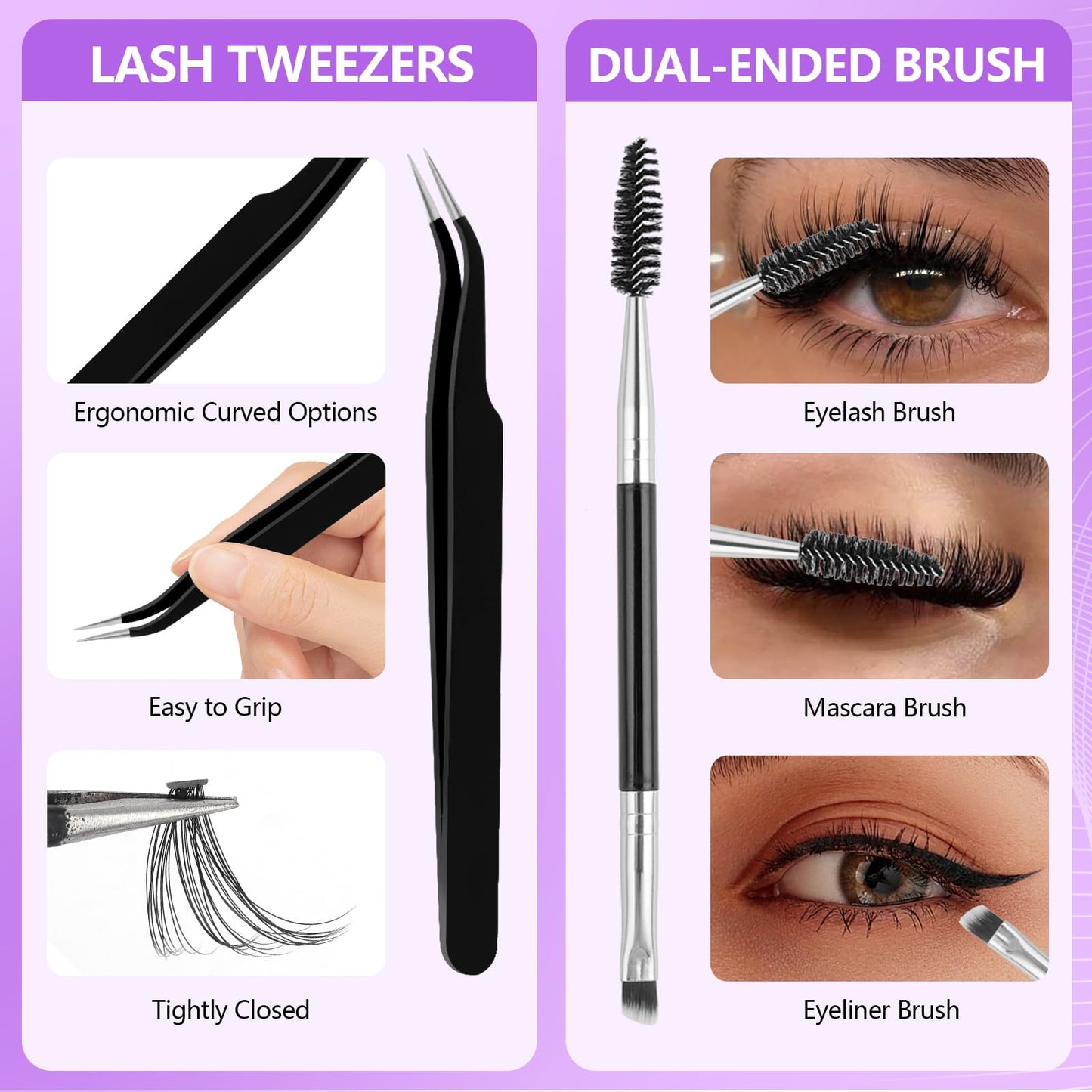 CMAYOME Lash Clusters Kit, 10D 20D 30D 40D Lash Extension Kit with Lash Bond and Seal, 640Pcs Eyelash Clusters with Lash Tweezers, Lash Remover and Eyelash Brush
