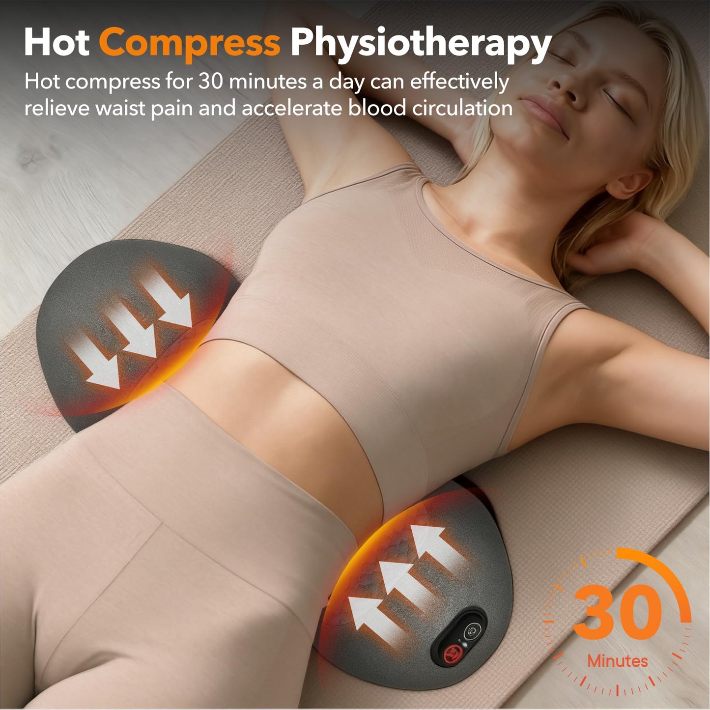 KITCADA Smooth Spine Triple Fusion Back Massager with Heat - Sciatica Pain Relief & Spine Decompression Device, Deep Tissue Massager for Lower Back Pain, Office Chair and Home Use
