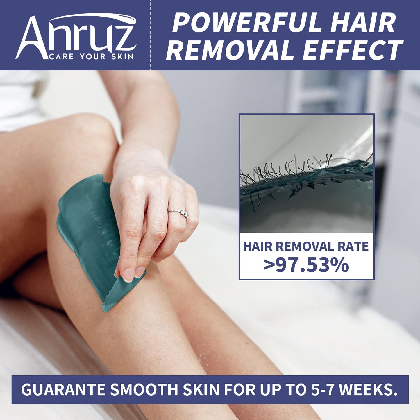 Anruz Waxing Kit for Women Men - Wax Kit for Hair Removal with Silicone Bowl,4 Bags Hard Waxing Beads and 40 Sticks - at Home Use Wax Warmer for Full Body, Bikini, Eyebrow, Face, Sensitive Skin