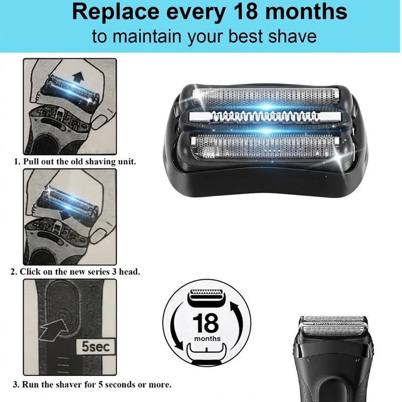 Series 3 21B Replacement Shaver Head, Compatible with S3 Razors 3040s, 300s, 310s, 320s, 3050cc, 360s, 370cc, 3090cc