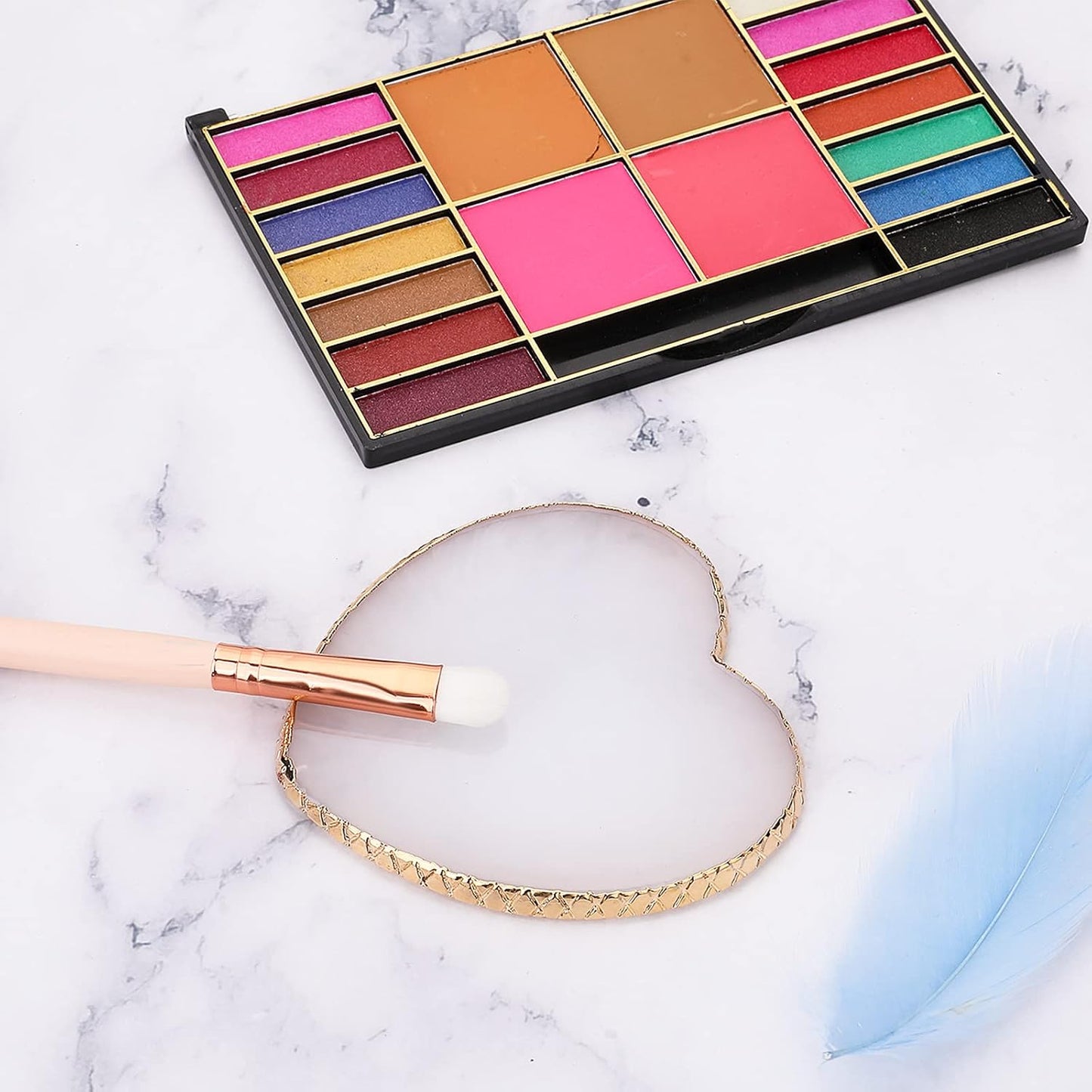 Resin Nail Art Palette - Heart Shaped Gold Edge Mixing Tray for Gel Nail Art | Makeup Foundation Display Board