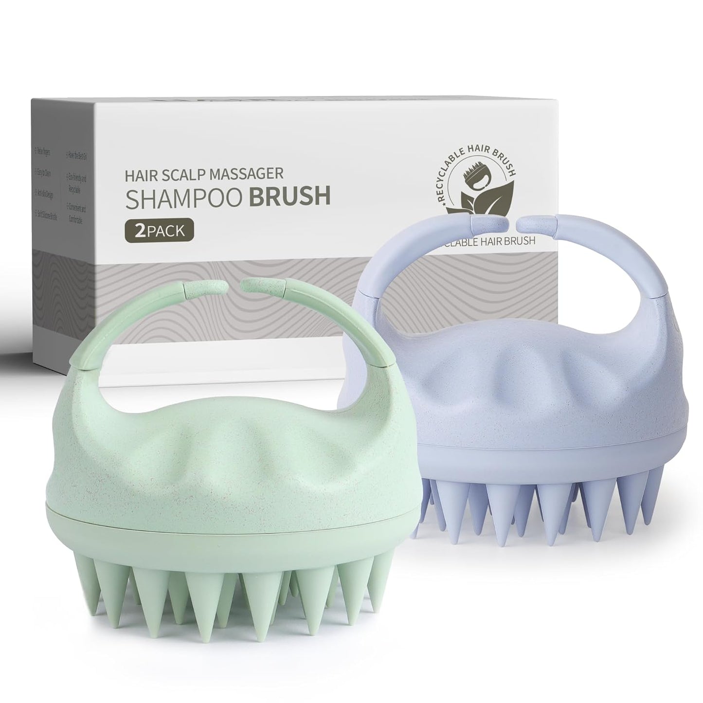 Soft Silicone Scalp Massager for Dandruff Removal & Hair Growth | Exfoliating Brush - Beige