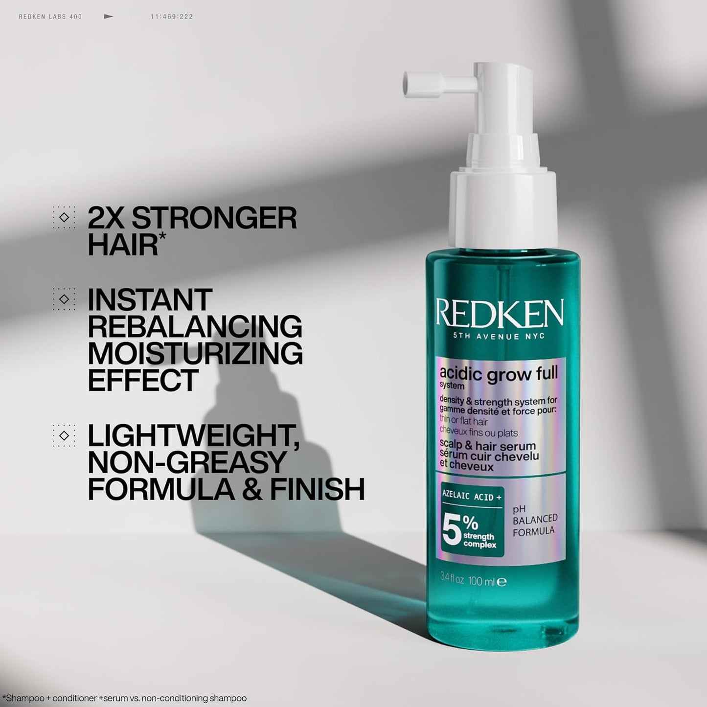 Redken Acidic Grow Full System Scalp & Hair Serum - Lightweight Leave-In Treatment for Thicker, Healthier Hair | With Azelaic Acid