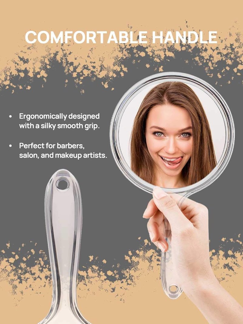 Double-Sided Hand Mirror - 1X/3X Magnifying Handheld Mirror Set of 3 | Clear Finish
