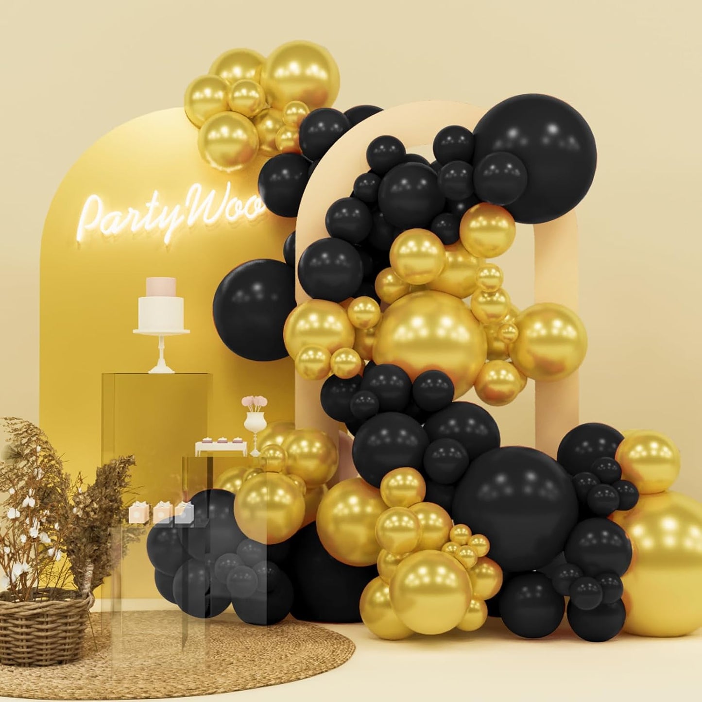 Black Balloon Arch Kit - 140 Pcs in 5-18 Inch Sizes for Baby Showers, Birthdays & Anniversaries | Elegant Black Decor
