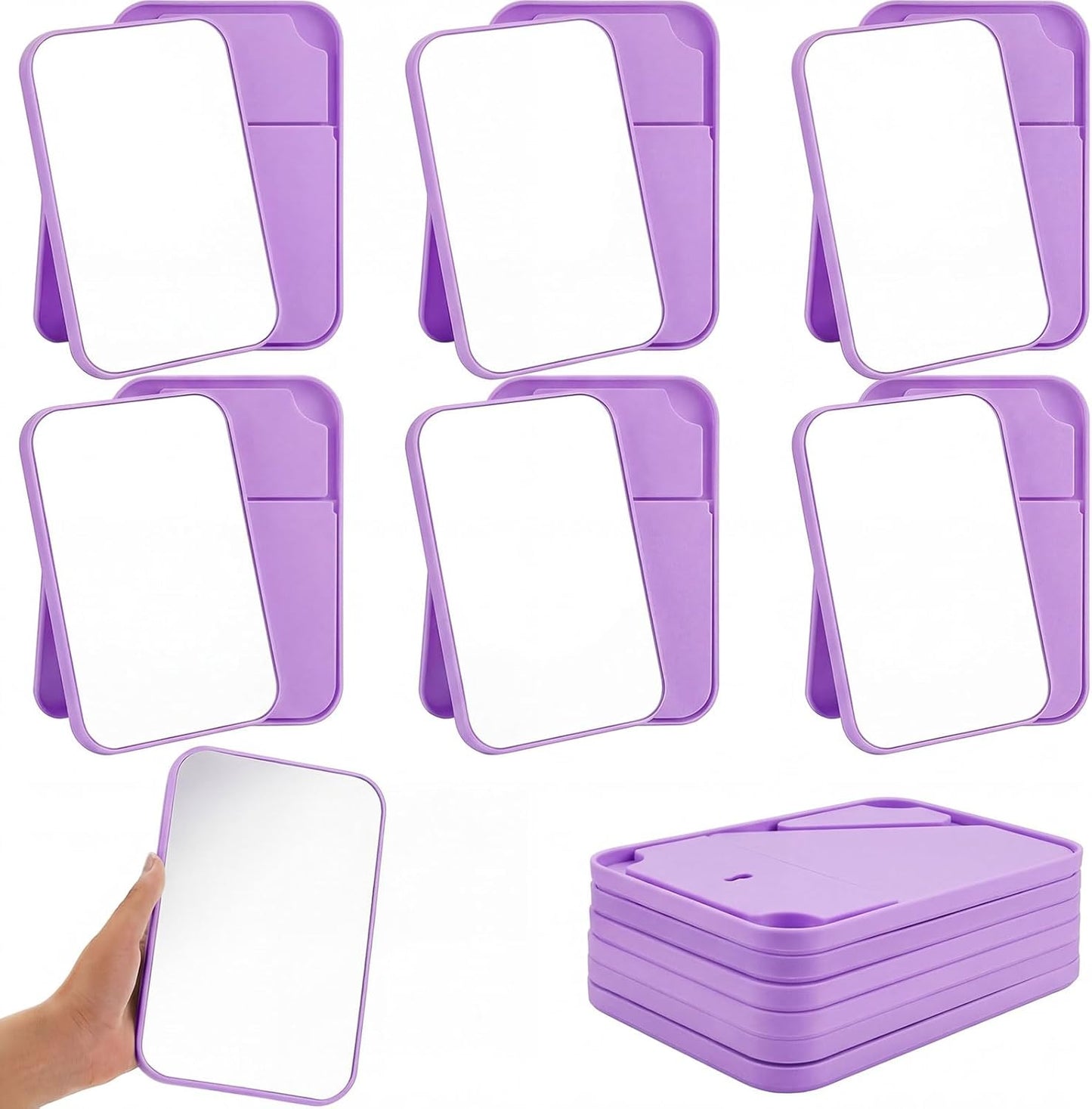 Cinnvoice 24 Pack Desktop Makeup Mirrors - 90° Adjustable Folding Vanity Mirrors | Portable for Travel & Spa (8")