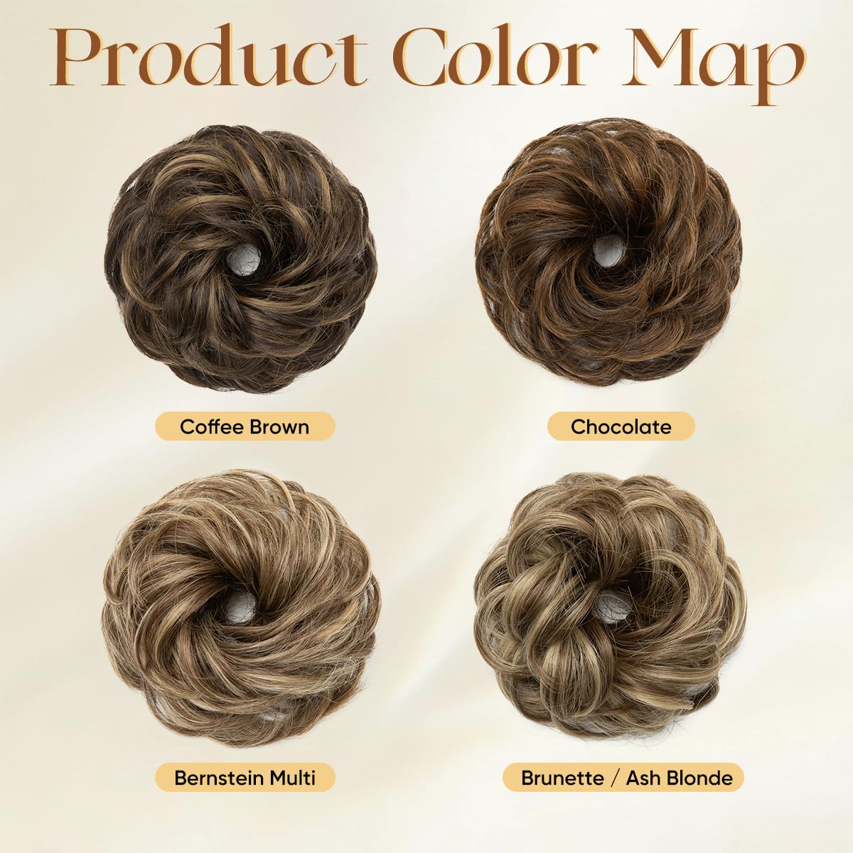 Small Messy Bun Hair Pieces for Women | Synthetic Curly Mini Scrunchies - 2PCs Chocolate