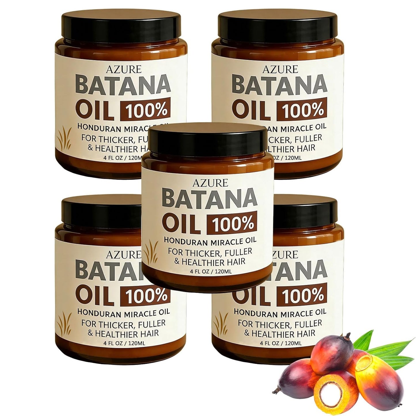 Azure Batana Oil for Hair Growth - 100% Pure Organic Hydrating Oil for Thicker, Stronger Hair | 4 Fl Oz (2-Pack)