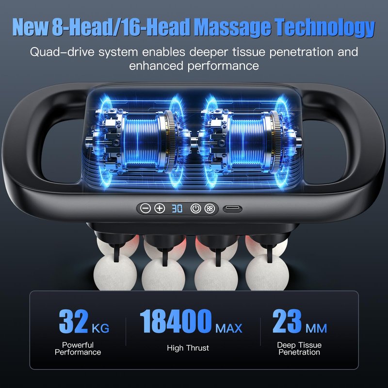 Stellamist 20 Heads Massage Gun Set, Deep Tissue Percussion Massager with 3 Modes&30 Intensities-Muscle Massage Gun for Back/Shoulder/Foot/Body/Hand Muscle Pain Relief,Birthday Gifts