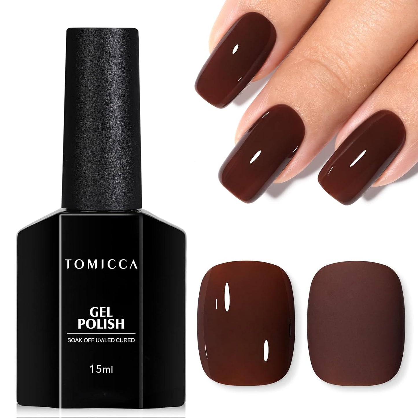 TOMICCA Gel Nail Polish - Dark Orange Autumn Winter Color | Long Lasting High Gloss Soak Off UV LED for DIY Manicure