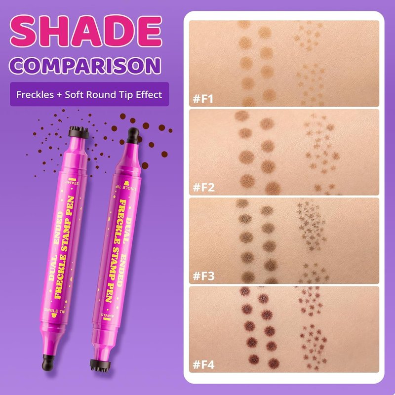 Dual-Ended Freckle Stamp Pen - Lifelike Fake Freckles with Silicone Stamp & Ultra-Fine Tip | Waterproof Dark Brown Marker for Sunkissed Looks