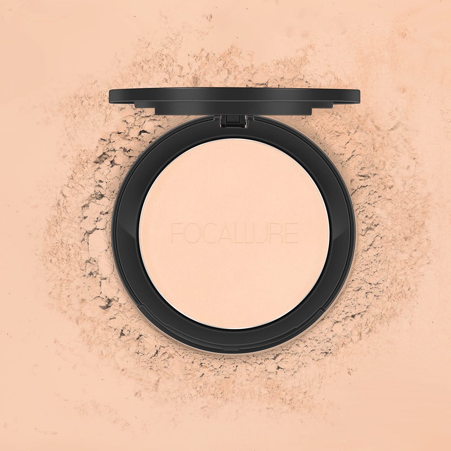 FOCALLURE Flawless Pressed Powder, Control Shine & Smooth Complexion, Pressed Setting Powder Foundation Makeup, Portable Face Powder Compact, Long-Lasting Matte Finish, Ivory