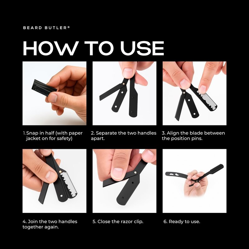 Beard Butler® 'The Original' Straight Razor for Men – Often Imitated, Never Matched – Professional Barber Razor Kit with 10 Replaceable Stainless Steel Blades – Beard Shaping Razor