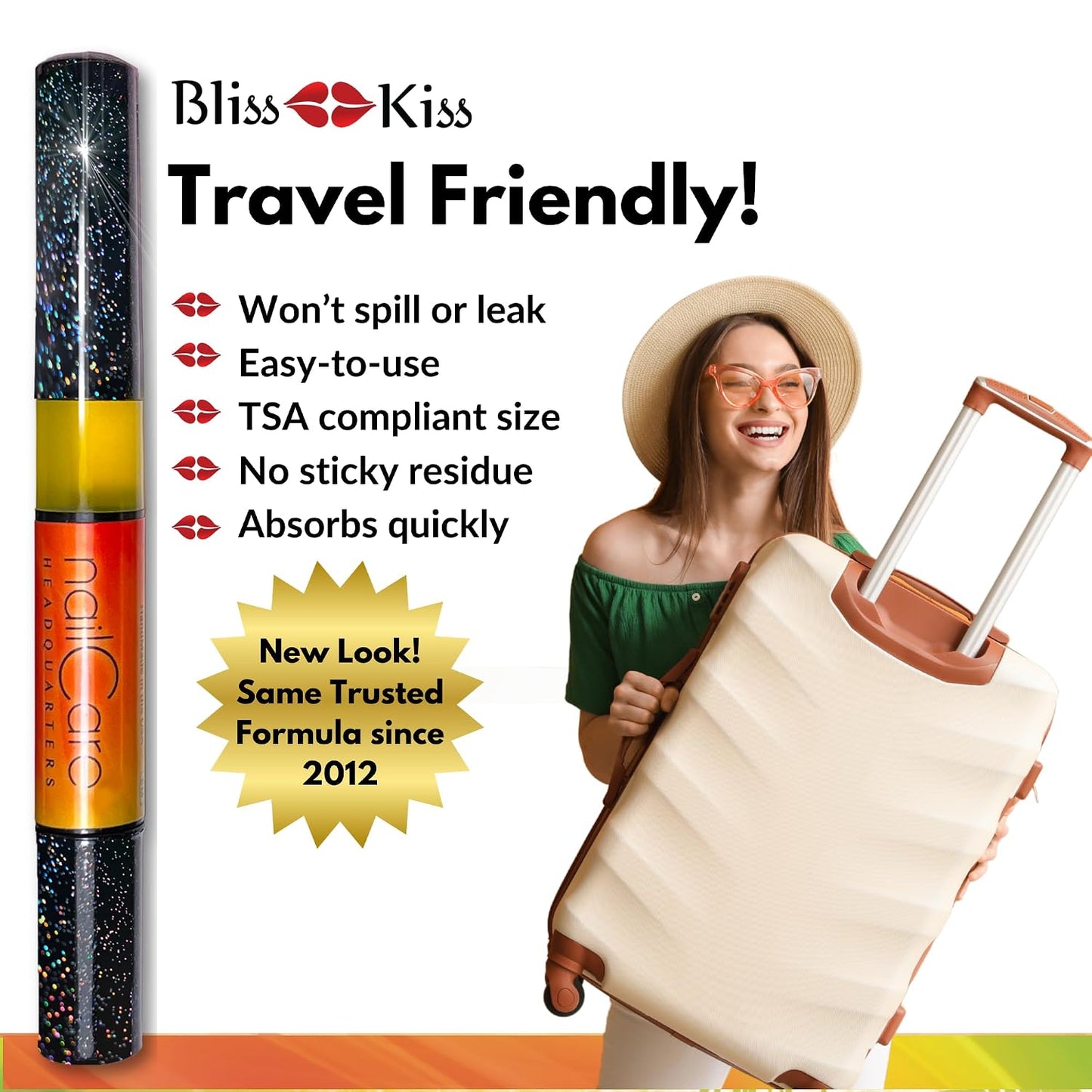 Bliss Kiss Cuticle Oil Pen - Bali Mango Jojoba Nail Growth Oil for Softer Cuticles | TSA Friendly | 2ml