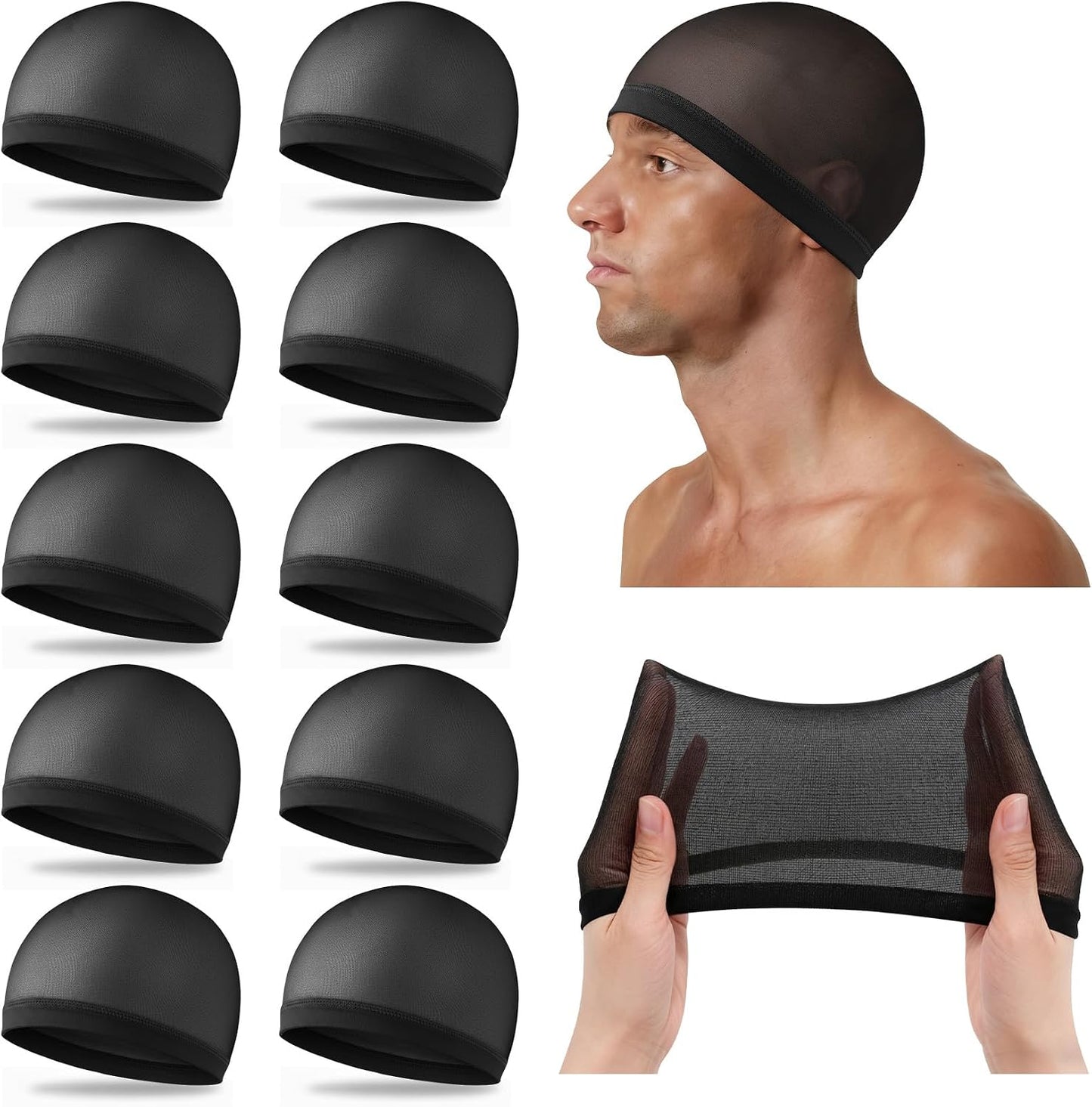Wave Caps for Men - Stretchy Nylon Skull Cap for Sleep | Anti-Slip, Breathable, 10/20/50 Pcs