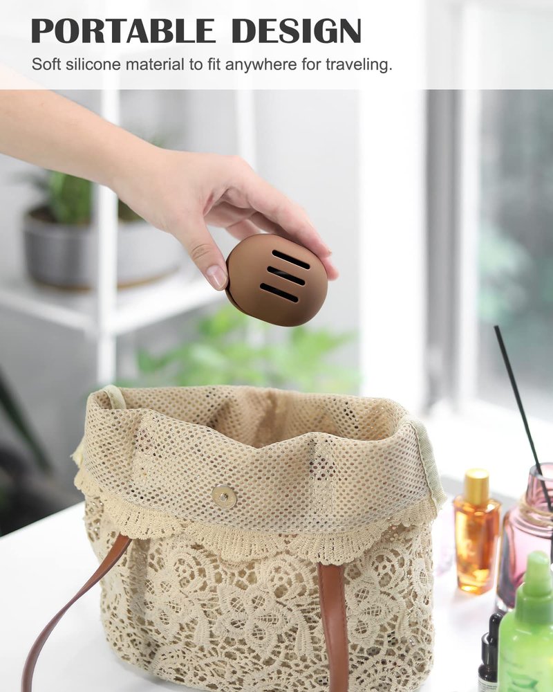 FVION Trendy Silicone Makeup Blender Holder, Silky Smooth Beauty Sponge Case, Travel Container for Makeup Tools (Brown)