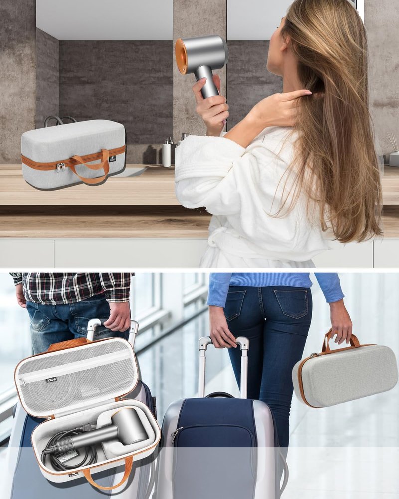 Dyson Hair Dryer Hard Storage Case - Travel Carrying Bag | Gray with Gray Lining