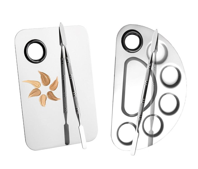 Makeup Mixing Palette - Stainless Steel Artist Tool for Foundation, Eyeshadow & Nail Art | 2PCS
