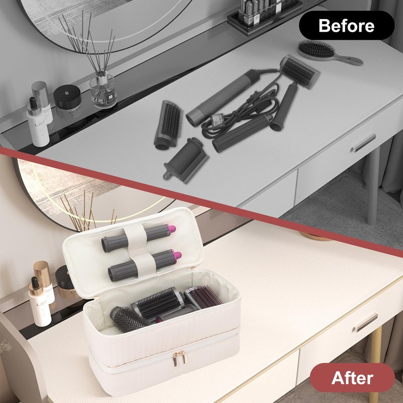 Boweike Travel Case Compatible with Dyson Airwrap id, Double-Layer Carrying Case Compatible with Dyson Airwrap Styler and Attachments, Portable Storage Bag for Shark Flexstyle/Flexfusion