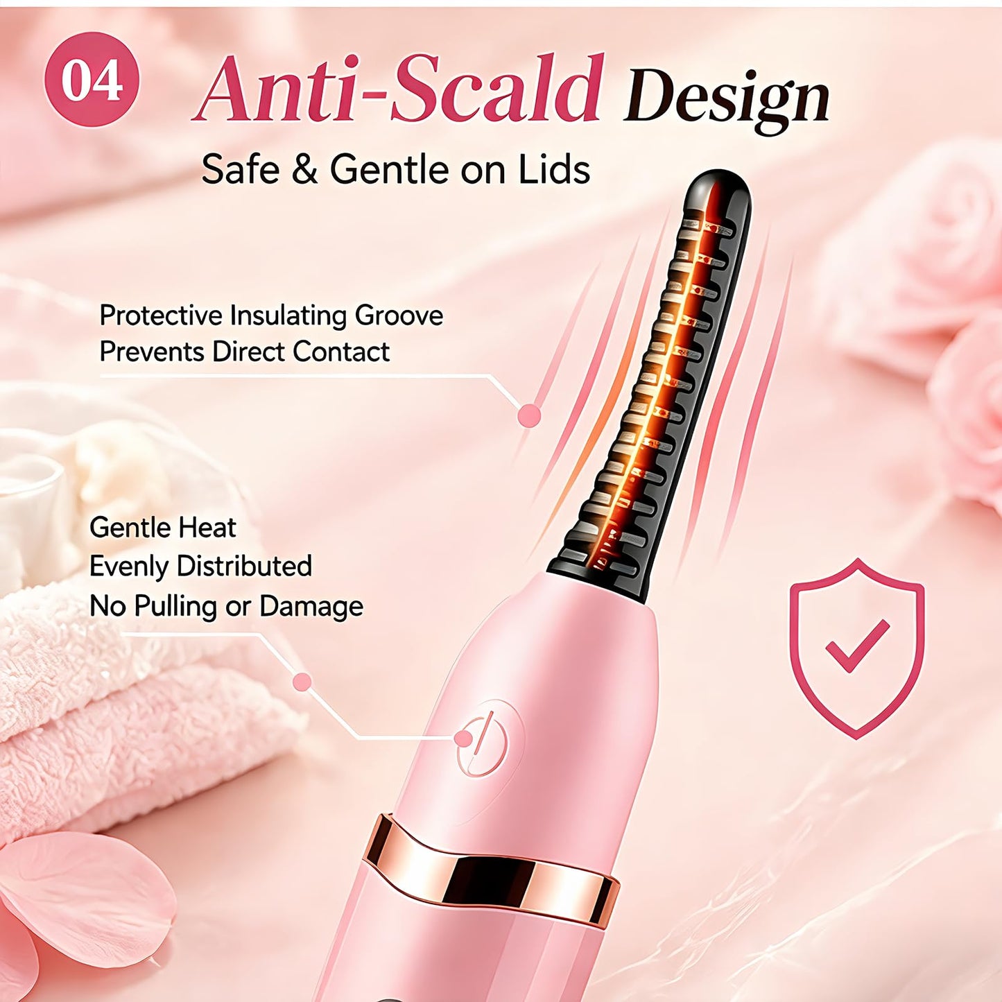 Heated Eyelash Curler - Heated Lash Curler Electric Eyelash Curler 3 Temp Settings for Makeup Tools for Achieving A Natural Curl and Long Lasting Eyelashes, Designed for Women, Pink AA