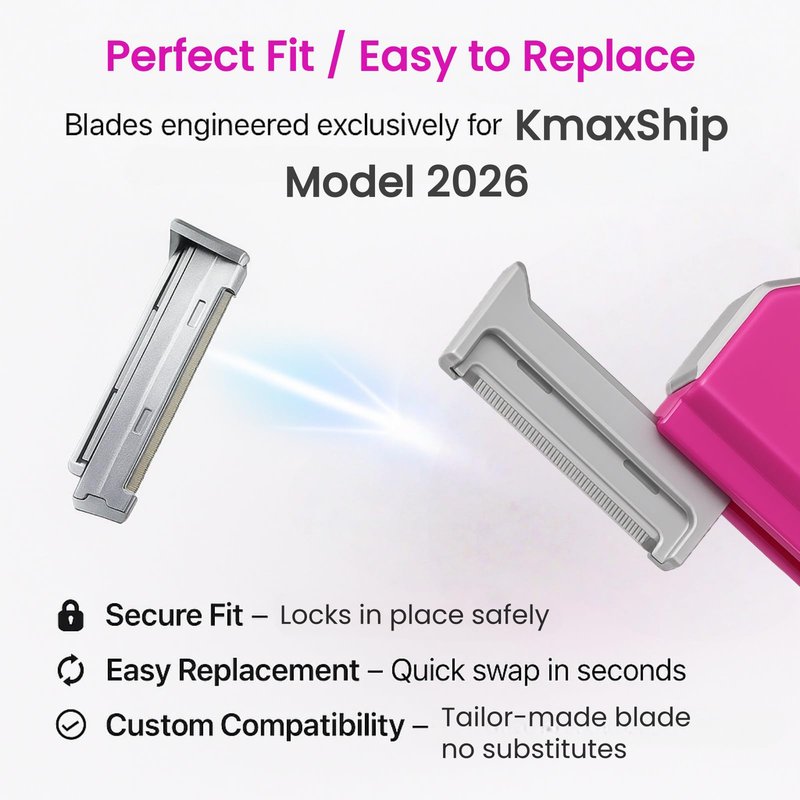 KmaxShip Dermaplaning Blades Refill, 8-Pack Replacement Blades for KmaxShip Dermaplaning Tool, Face Razor Blades for Peach Fuzz & Facial Hair Removal, Weekly Use, Easy Swap