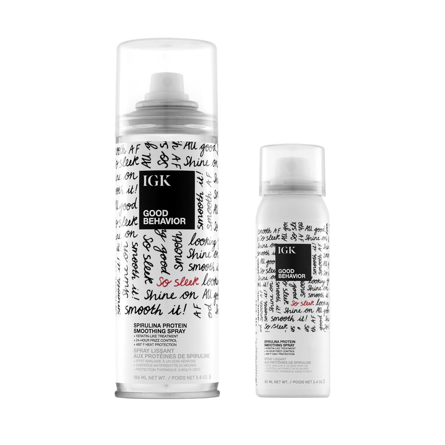 IGK Good Behavior Spirulina Protein Smoothing Spray - 4-Day Frizz Control & Heat Protectant | Vegan, 5.6 Oz