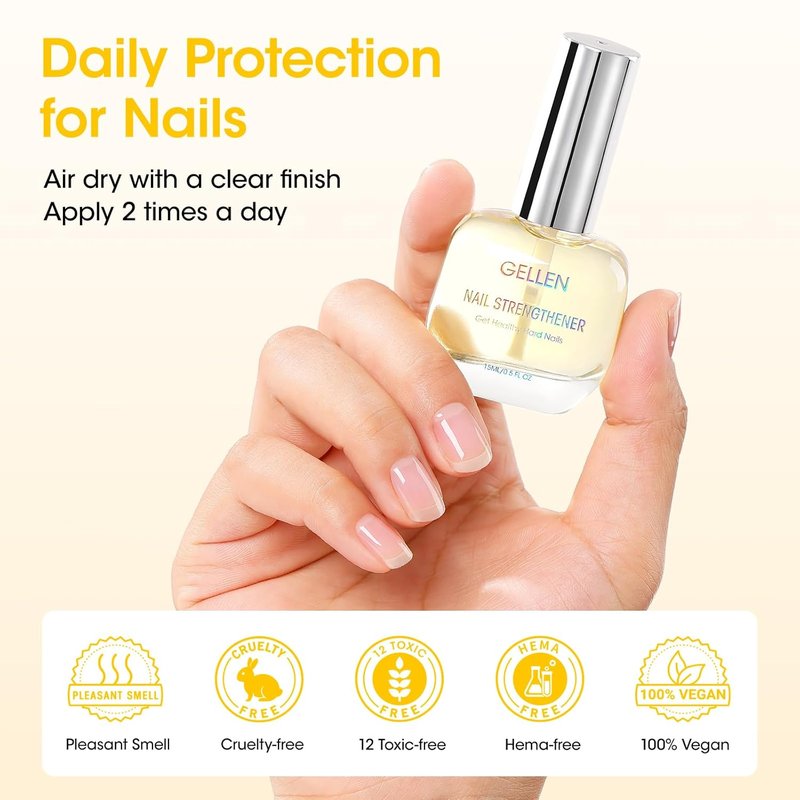 GELLEN Pro Care Ginger Nail Strengthener - 8-in-1 Air Dry Clear Serum for Thin Nails Growth & Repair | Nourishing Formula